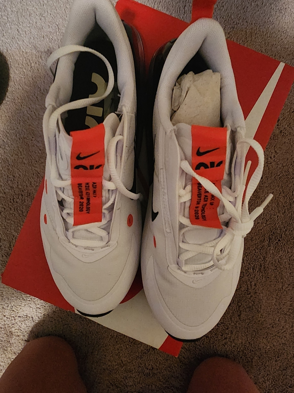 Nike Air Max Style White Black Red Athletic Sneaker - Picture 3 of 5